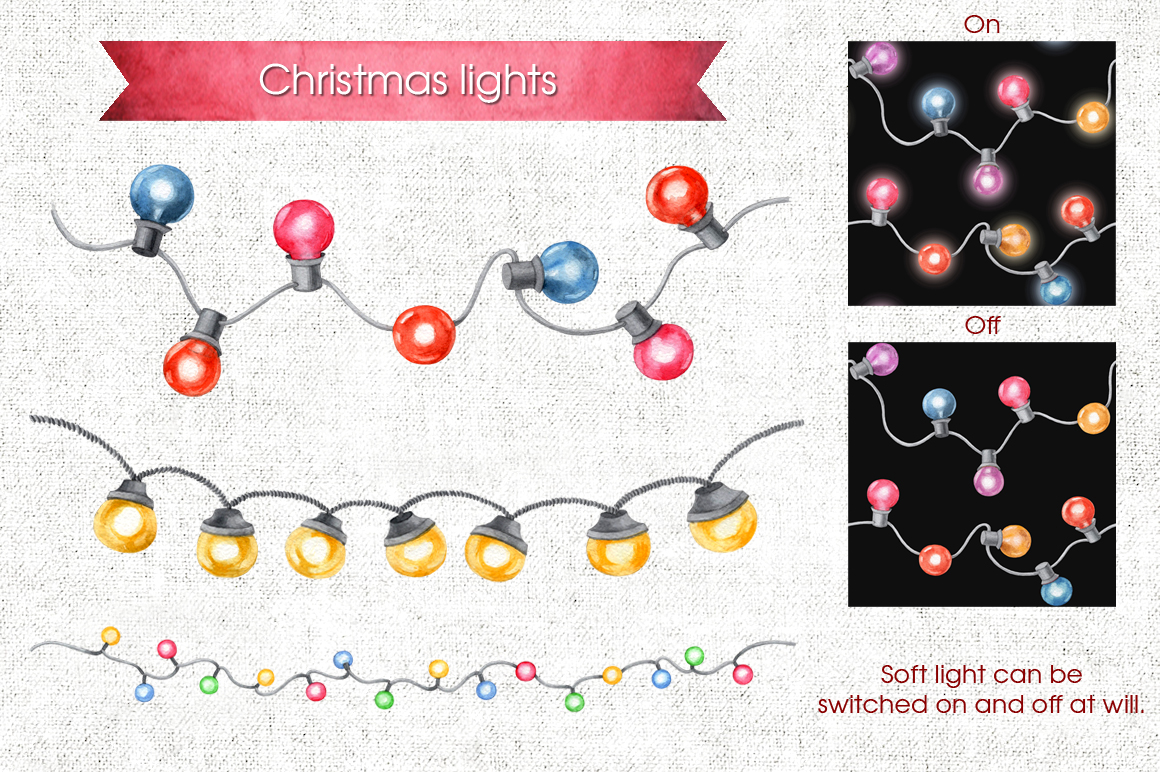 1160x772 Watercolor Christmas Cliparts By Anastasia Koba - Watercolor Christmas Lights