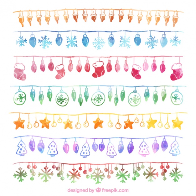 626x626 Collection Of Watercolor Christmas String Lights Vector Free - Watercolor Christmas Lights