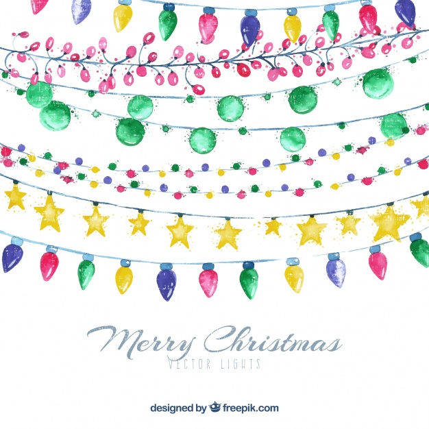 626x626 Colourful Watercolour Christmas Lights Vector Free Download - Watercolor Christmas Lights