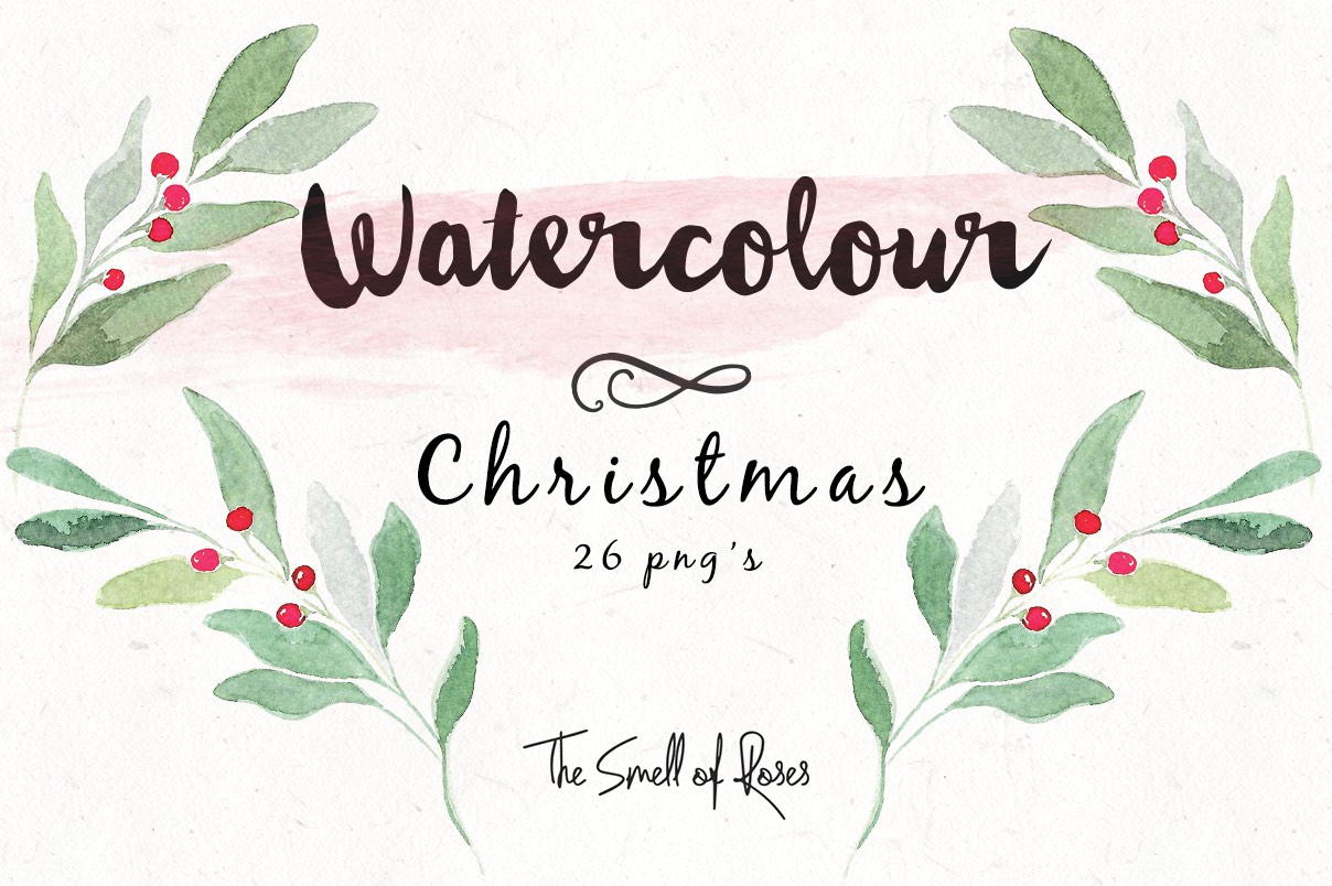 1208x804 Free Christmas Watercolour Flowers And Wreaths - Watercolor Christmas Pictures