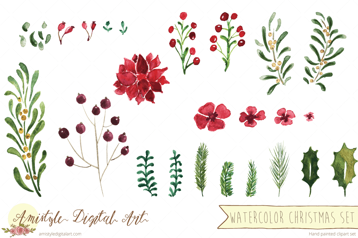 1160x772 New Item Watercolor Christmas Flowers - Watercolor Christmas Pictures