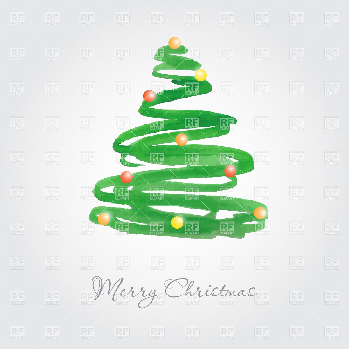 1200x1200 Stylized Watercolor Christmas Tree With Balls Vector Image - Watercolor Christmas Pictures