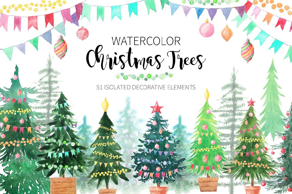 1158x772 Watercolor Christmas Trees - Watercolor Christmas Pictures