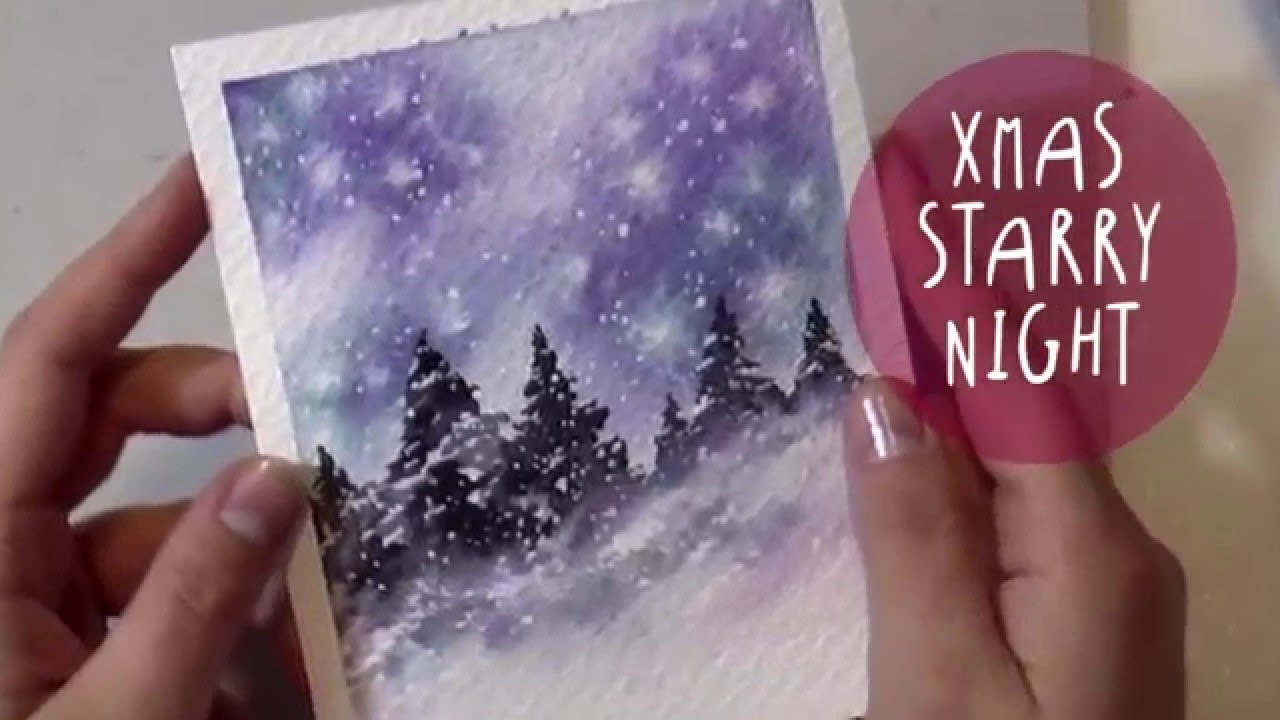 1280x720 Watercolor Tutorial How To Paint A Christmas Night Landscape - Watercolor Christmas Scenes