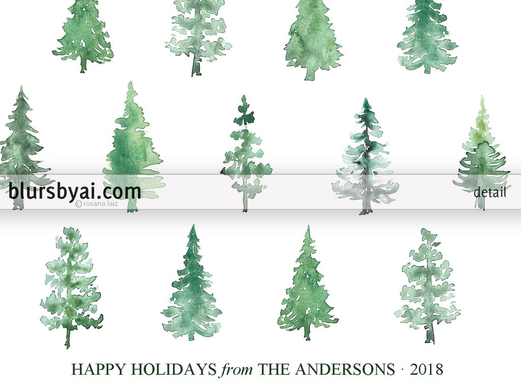 1024x768 Editable Pdf Christmas Card Template Abstract Watercolor - Watercolor Christmas Tree
