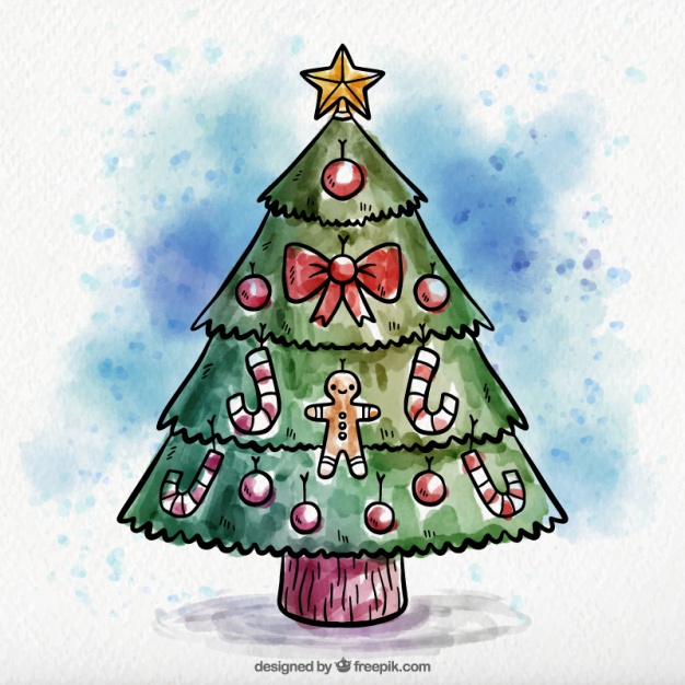 626x626 Hand Drawn Watercolor Christmas Tree Background Vector Free Download - Watercolor Christmas Tree