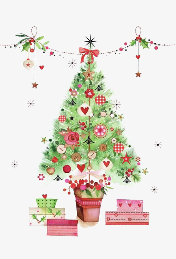 564x830 Watercolor Christmas Tree, Tree Clipart, Christmas Trees, Bell Png - Watercolor Christmas Tree
