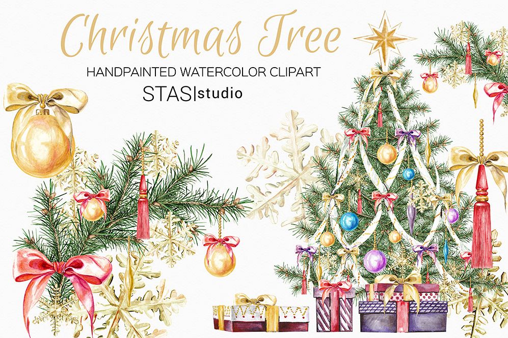 997x665 Watercolor Christmas Tree Clipart - Watercolor Christmas Tree