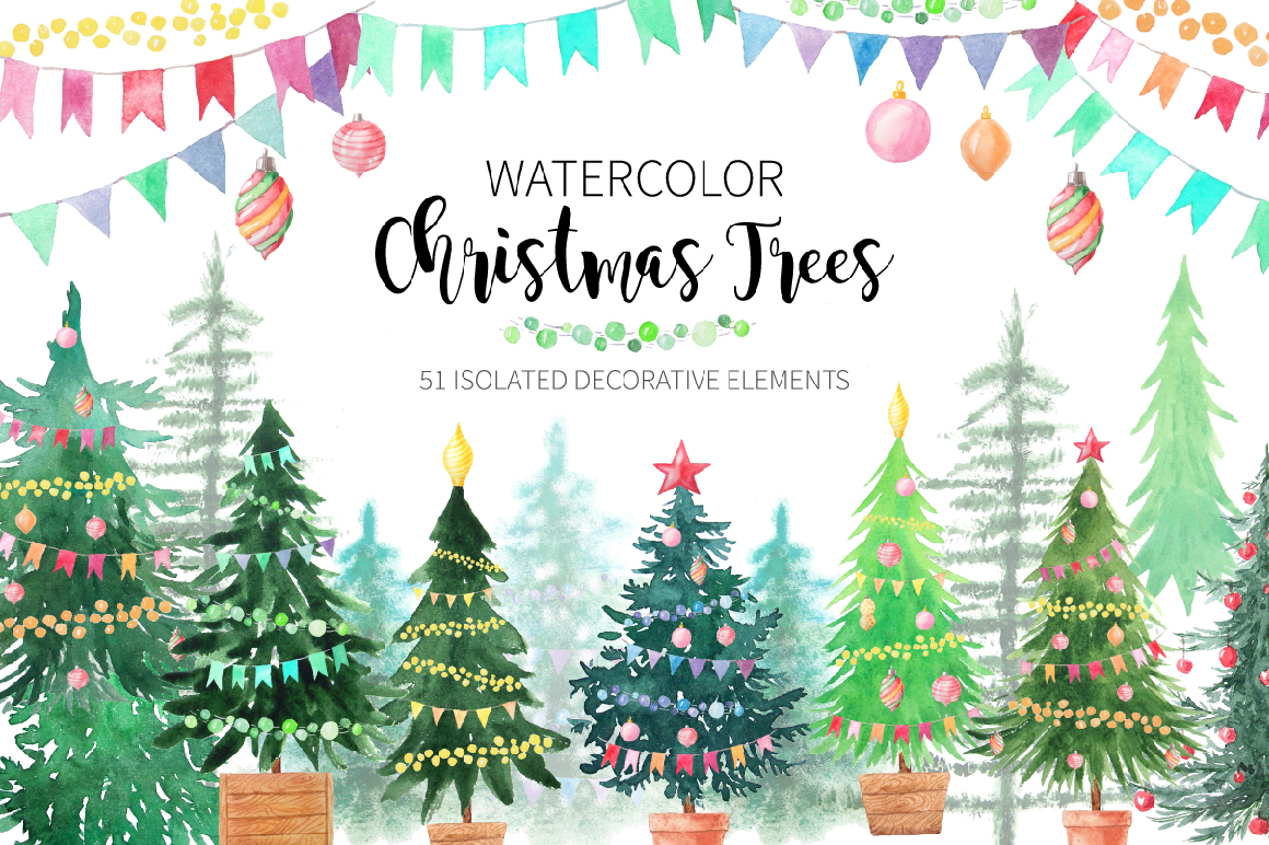 1160x772 Watercolor Christmas Trees - Watercolor Christmas Tree