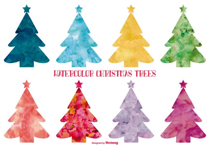 700x490 Watercolor Style Christmas Trees - Watercolor Christmas Tree