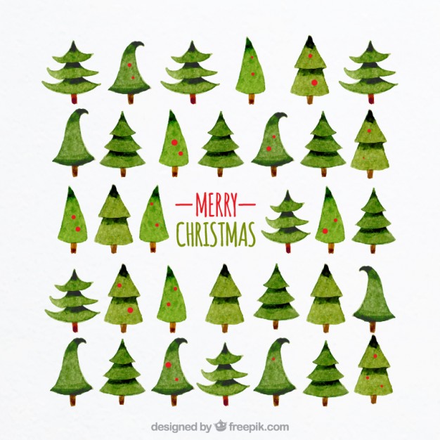 626x626 Watercolor Christmas Trees Vector Free Download - Watercolor Christmas Tree