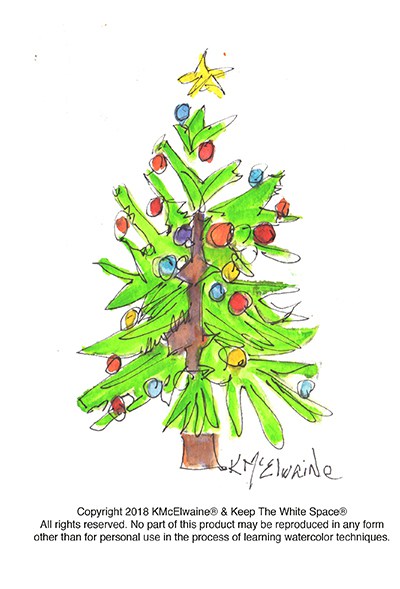 400x589 Christmas Tree Watercolor Pattern Kathleen Mcelwaine Art - Watercolor Christmas Tree