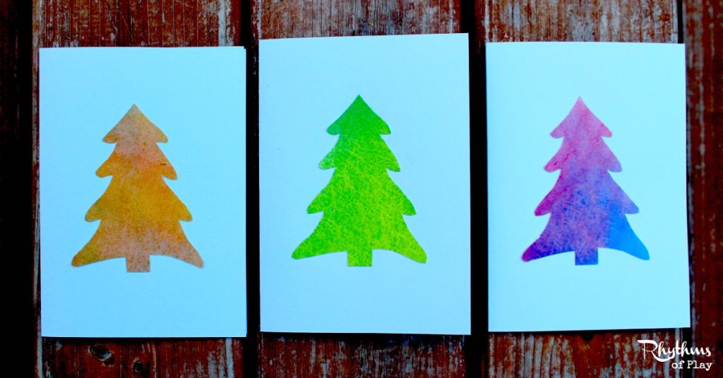1024x536 Easy Watercolor Christmas Tree Cards Rhythms Of Play - Watercolor Christmas Tree Cards
