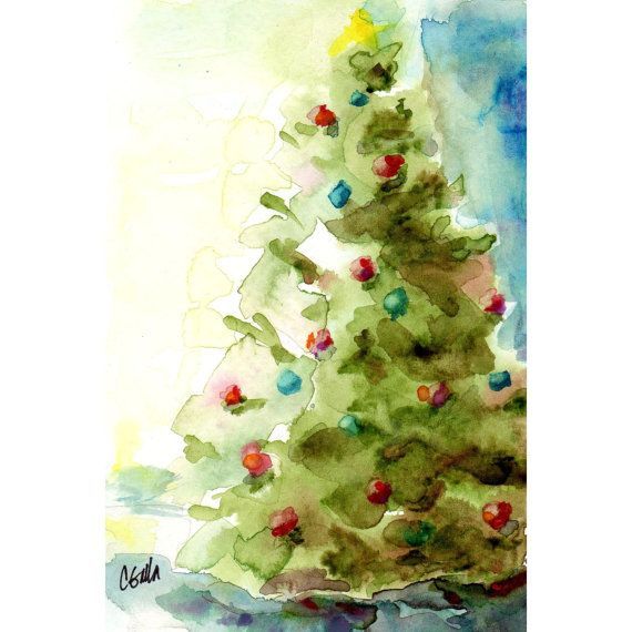 570x570 Pin By Sandy Wischnewsky On Holiday ~ Christmas - Watercolor Christmas Tree Cards