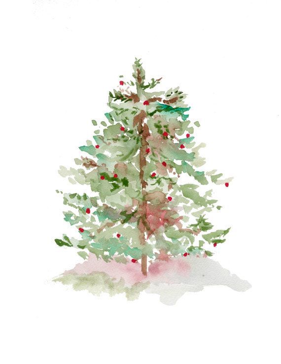 570x739 Tree Watercolor Paintings Projects Watercolor - Watercolor Christmas Tree Cards