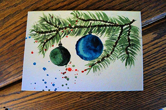700x465 Christmas Cards, Original Artwork, Watercolor Note - Watercolor Christmas Tree Cards