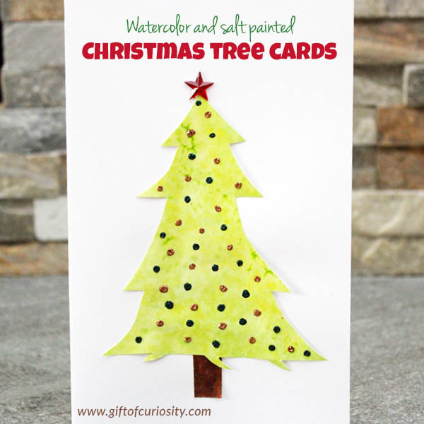 600x600 Watercolor And Salt Painted Christmas Tree Cards - Watercolor Christmas Tree Cards