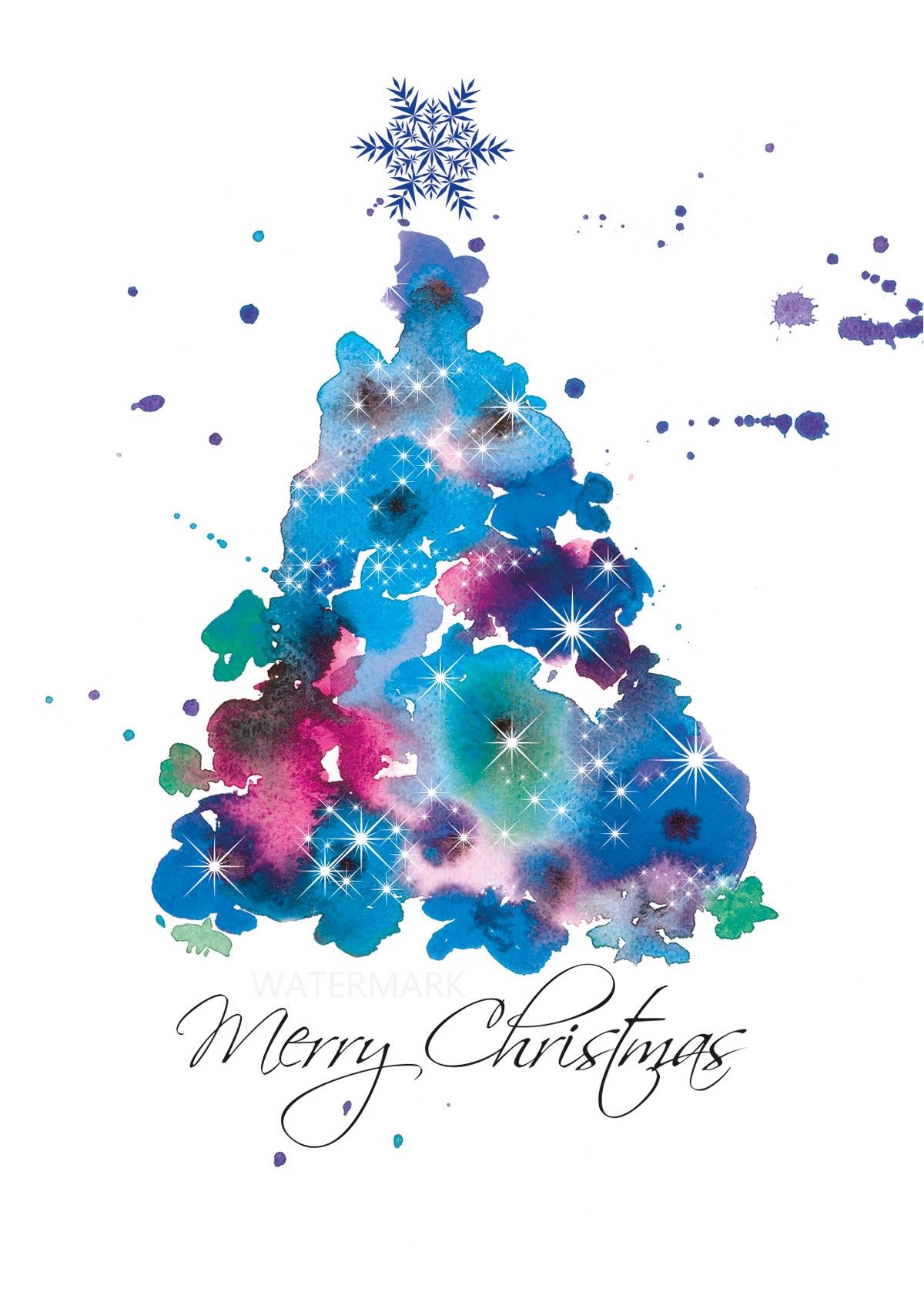 1200x1691 Christmas Tree Card, Watercolour - Watercolor Christmas Tree Cards