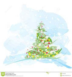 236x252 Christmas Tree Card, Watercolour Cards - Watercolor Christmas Tree Cards