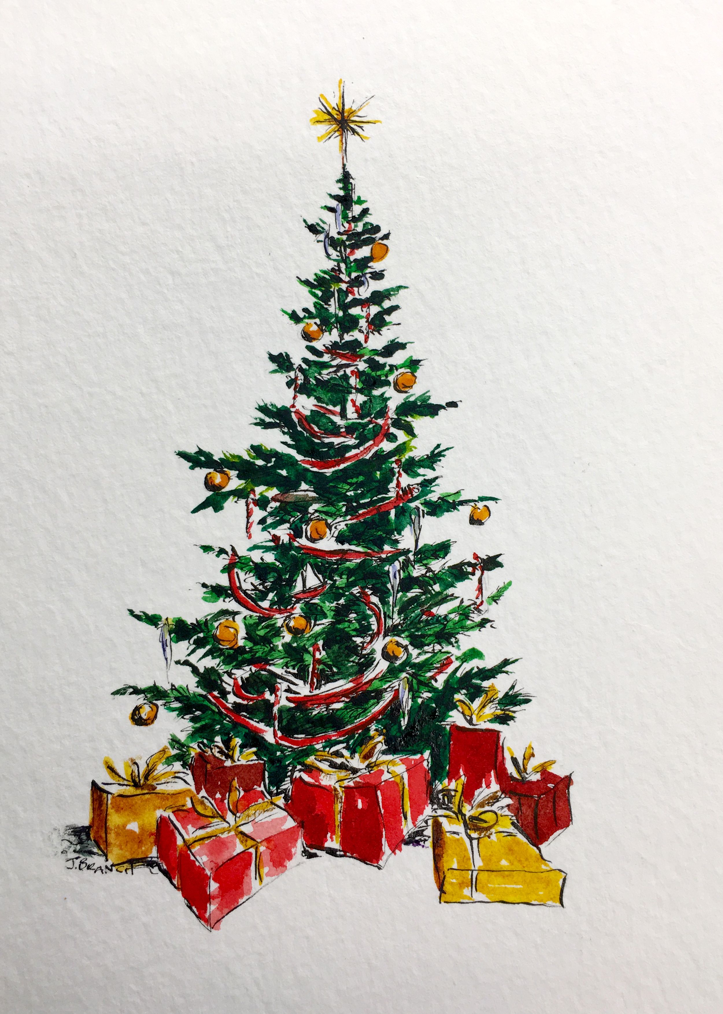 2501x3507 Christmas Tree Card (Jennifer Branch Art Journal) Christmas - Watercolor Christmas Tree Cards