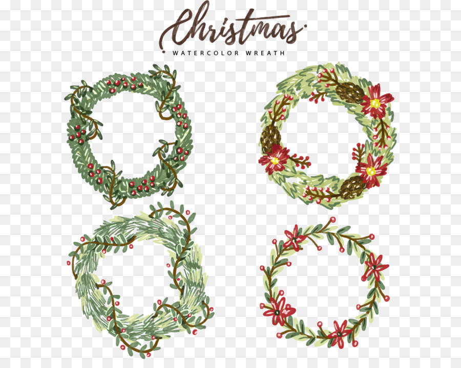 900x720 Hand Painted Watercolor Holiday Wreath Png Download - Watercolor Christmas Wreath