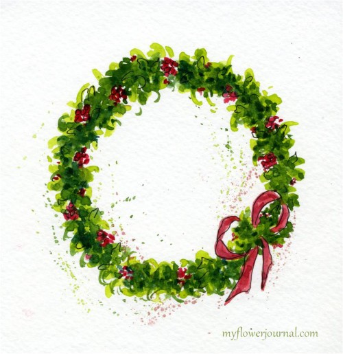 500x515 How To Paint A Watercolor Christmas Wreath - Watercolor Christmas Wreath