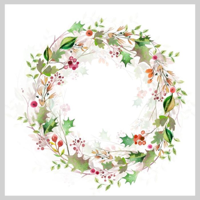700x699 Victoria Nelson - Watercolor Christmas Wreath