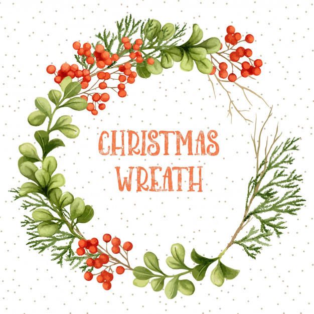 626x626 Watercolor Christmas Wreath Vector Premium Download - Watercolor Christmas Wreath
