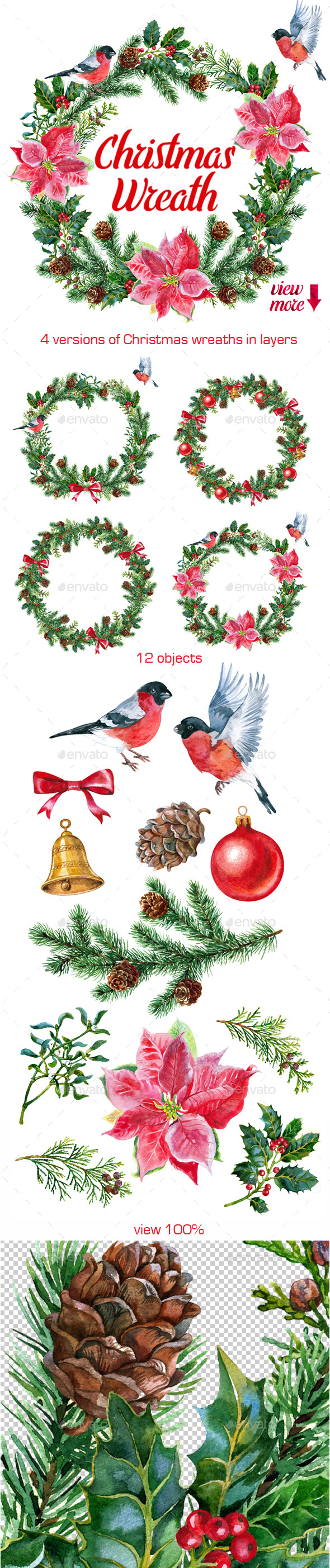 590x2806 Watercolor Christmas Wreaths By Koroleva8 Graphicriver - Watercolor Christmas Wreath