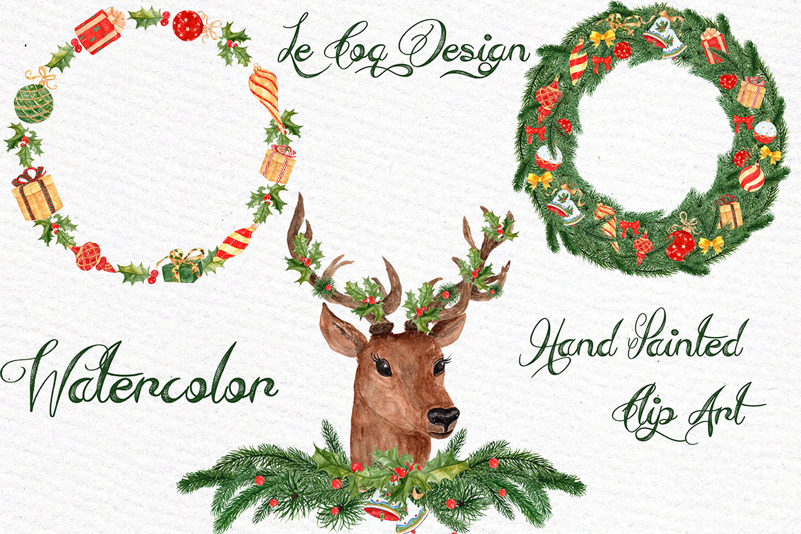 1162x775 Watercolor Christmas Wreaths Clipart - Watercolor Christmas Wreath