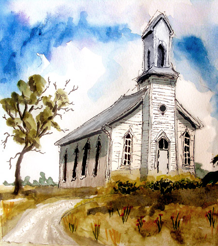 450x508 September 2011 Watercolor Challenge - Watercolor Church