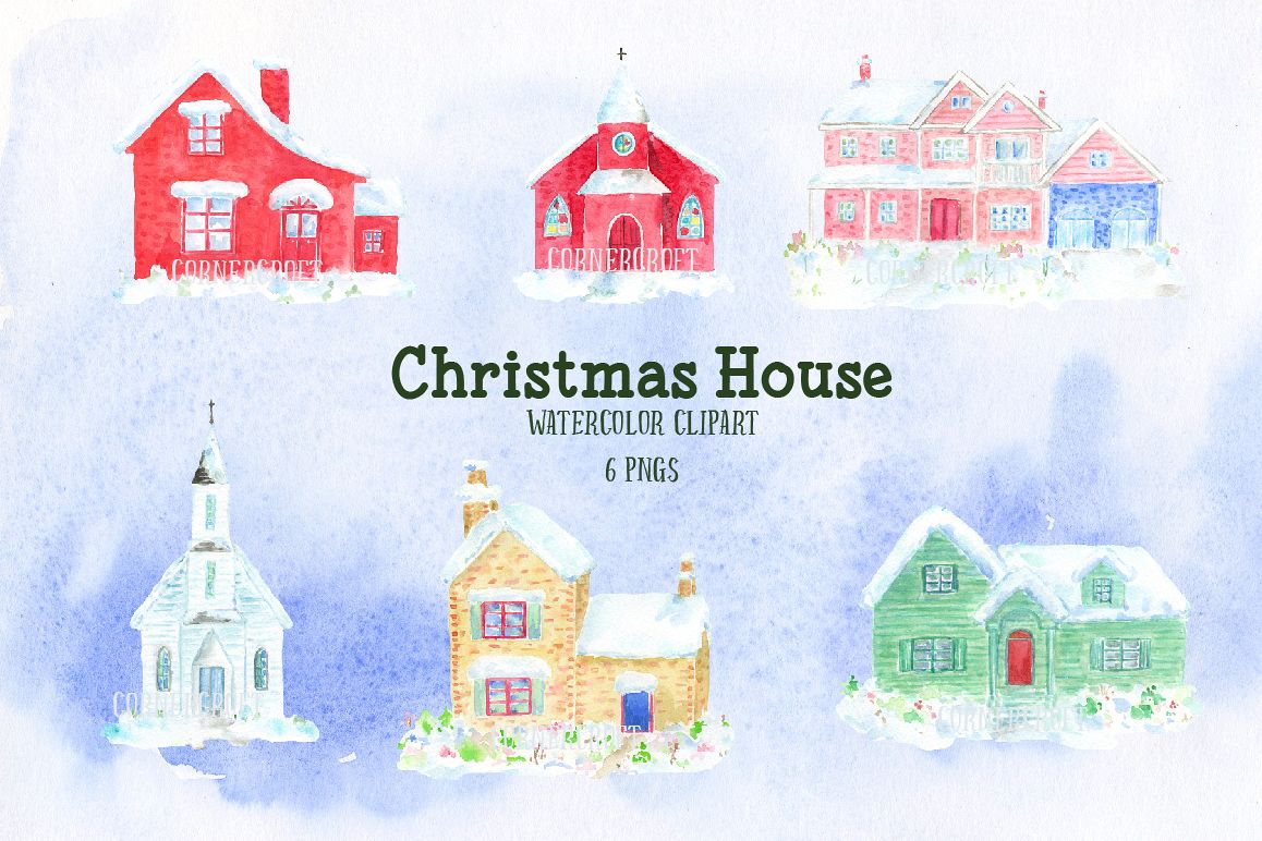 1158x772 Watercolor Christmas House And Church - Watercolor Church