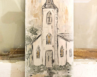 340x270 Church Painting Etsy - Watercolor Church Painting