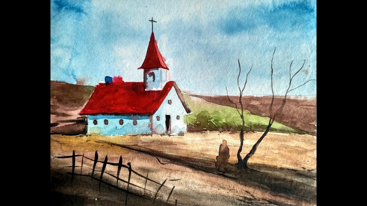 1280x720 Draw And Paint A Church In Watercolor Paint With David - Watercolor Church Painting