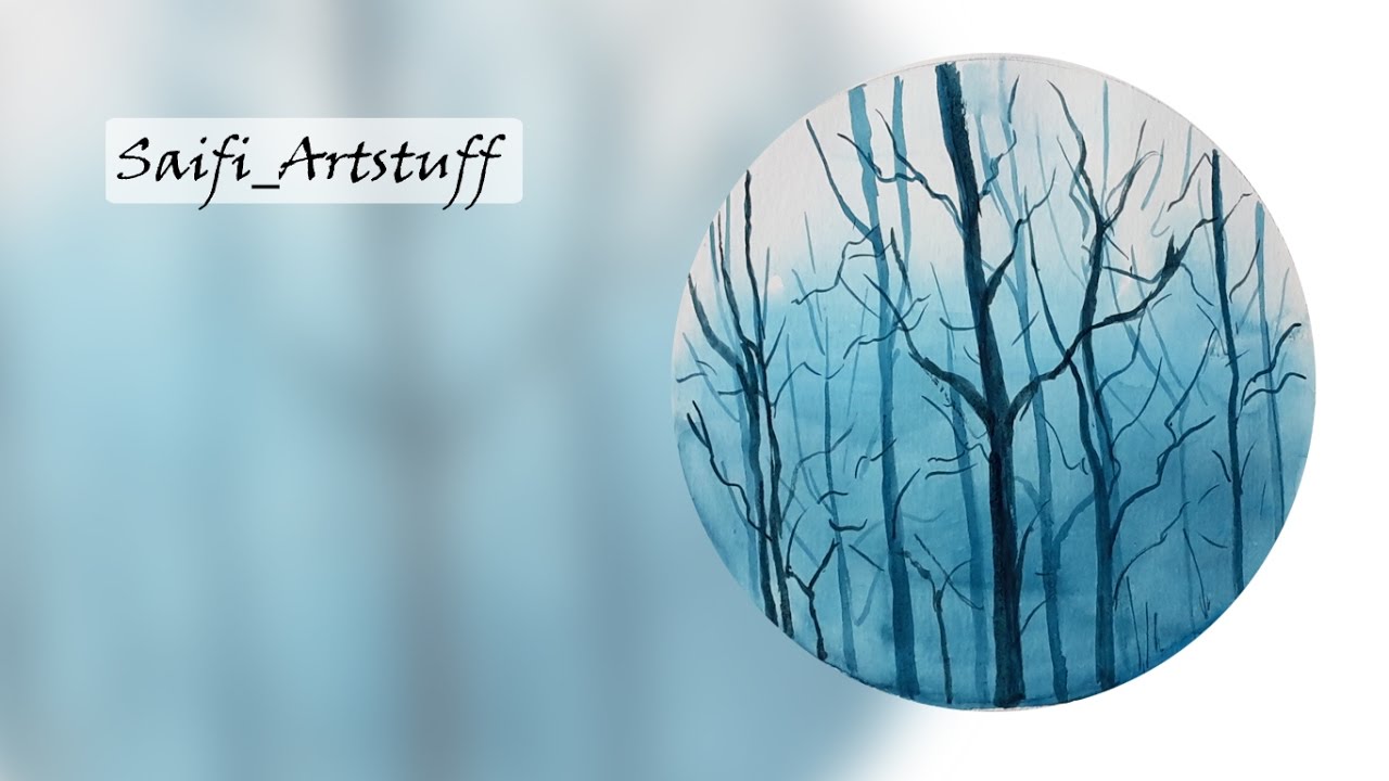 1280x720 Deep Blue Forest Watercolor Circle (Saifi Artstuff) - Watercolor Circle