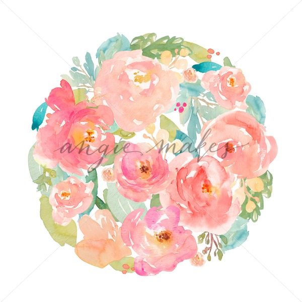 600x600 Watercolor Flower Circle Background - Watercolor Circle