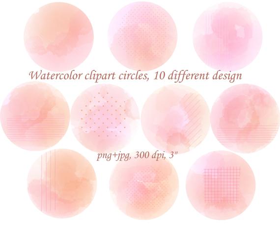 570x475 Watercolor Circle Clip Art Pink Watercolor Splashes Clipart Etsy - Watercolor Circle