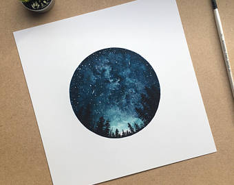 340x270 Space Art Etsy - Watercolor Circle Art
