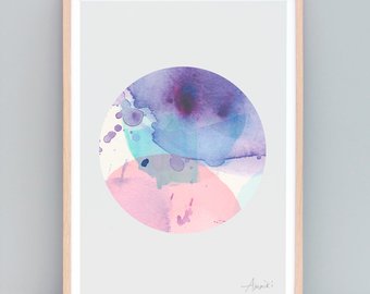 340x270 Circle Art Print Etsy - Watercolor Circle Art