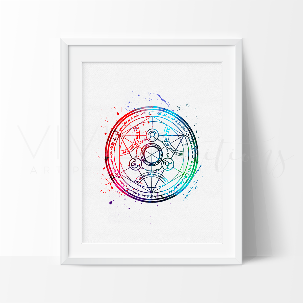 1200x1200 Fullmetal Alchemist, Transmutation Watercolor Art Print Wall Decor - Watercolor Circle Art