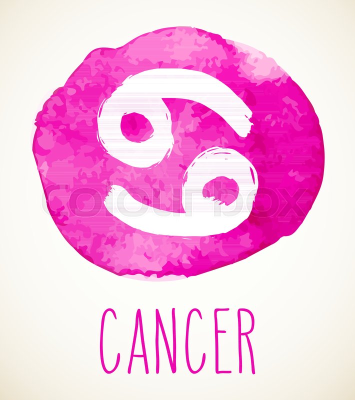 710x800 Cancer Hand Drawn Zodiac Sign Illustration Over Pink Watercolor - Watercolor Circle Vector