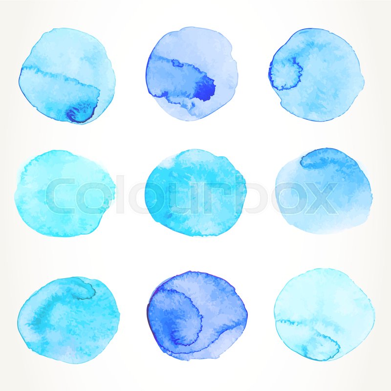 800x800 Hand Drawn Colorful Light Blue Watercolor Circles, Isolated Over - Watercolor Circle Vector