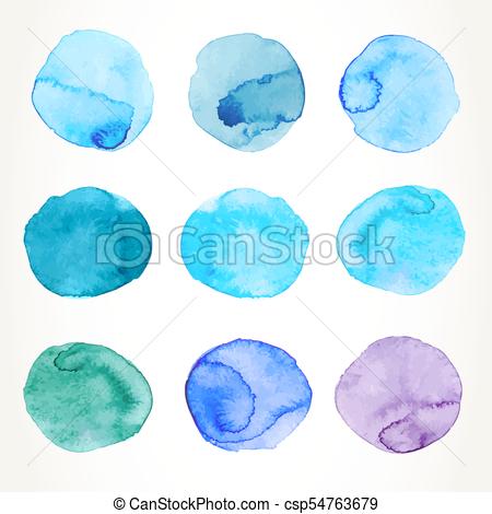 450x470 Watercolor Circles. Hand Drawn Colorful Light Blue Watercolor - Watercolor Circle Vector