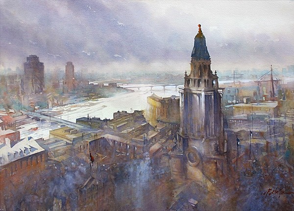 600x431 City Building Watercolor Painting Of Thomas W. Schaller Best - Watercolor City