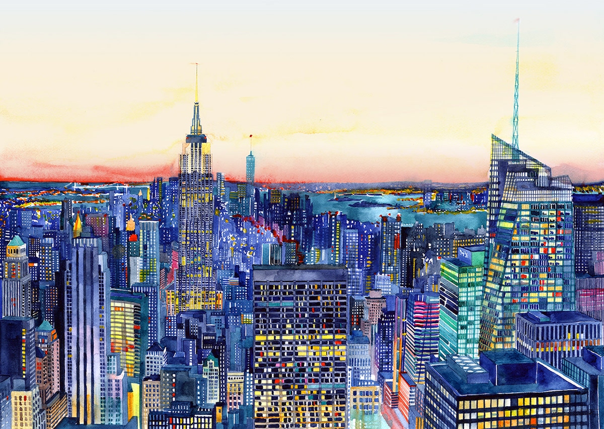 1200x852 Colorful Architectural Watercolors Of International Cities By Maja - Watercolor City