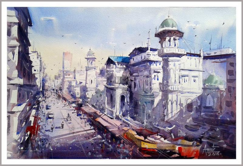 800x546 Izmir Turkey I By Artist Amit Kapoor Cityscape Art Watercolor - Watercolor City