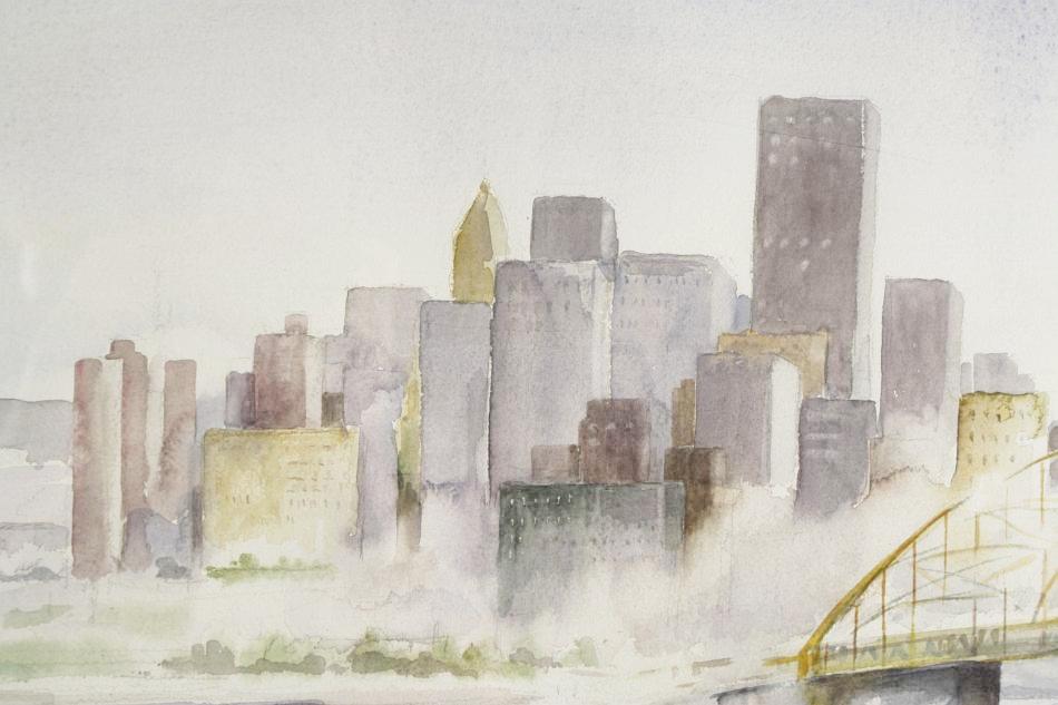 950x633 Rita Nist (American, 20th Century) City Of Pittsburgh, Watercolor, - Watercolor City