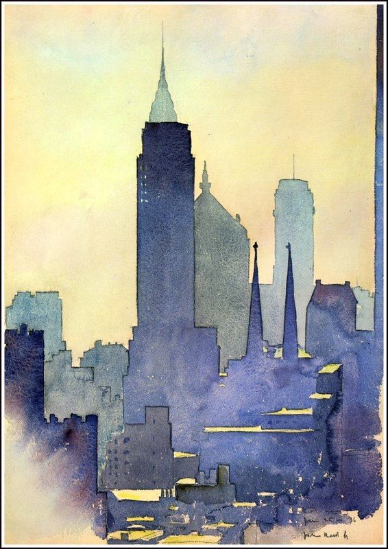 566x800 Skyline Watercolor Art Amp Photography Watercolor - Watercolor City