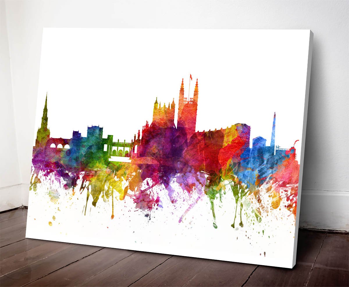 1200x988 Bath Skyline Watercolor Art Print - Watercolor City