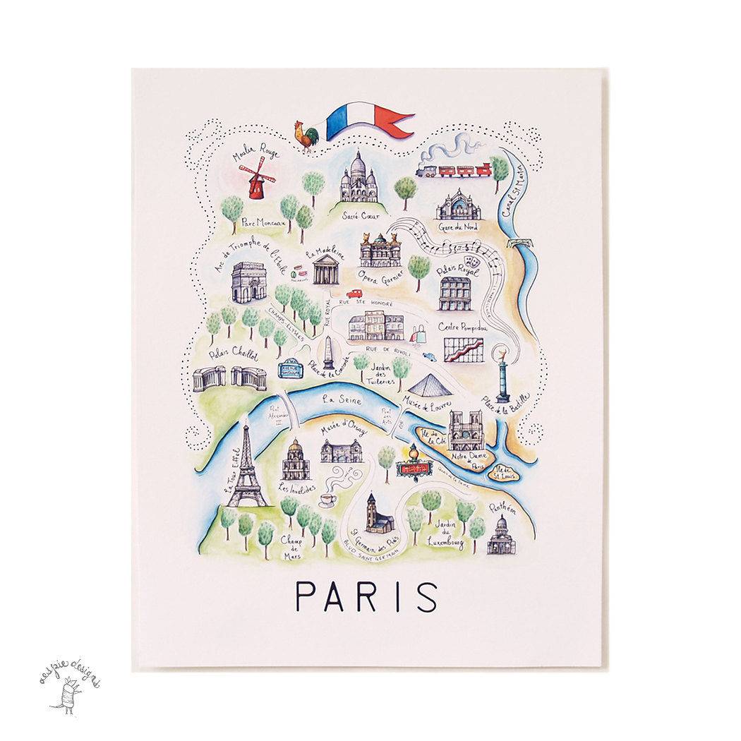 1050x1050 Sketch Is Me My Paris - Watercolor City Map